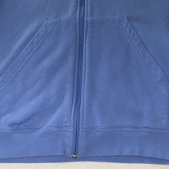 Gently Loved Adidas Light Blue Hoodie with White Stripes **Missing Drawstring ** - Picture 4 of 10